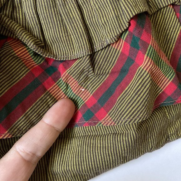 VTG 70s 80s Chic Tots Girls 5/6? Dress Pinafore Plaid Stripe Circle - Picture 8 of 10